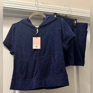 Juicy Couture Navy Blue Hoodie and Shorts Set